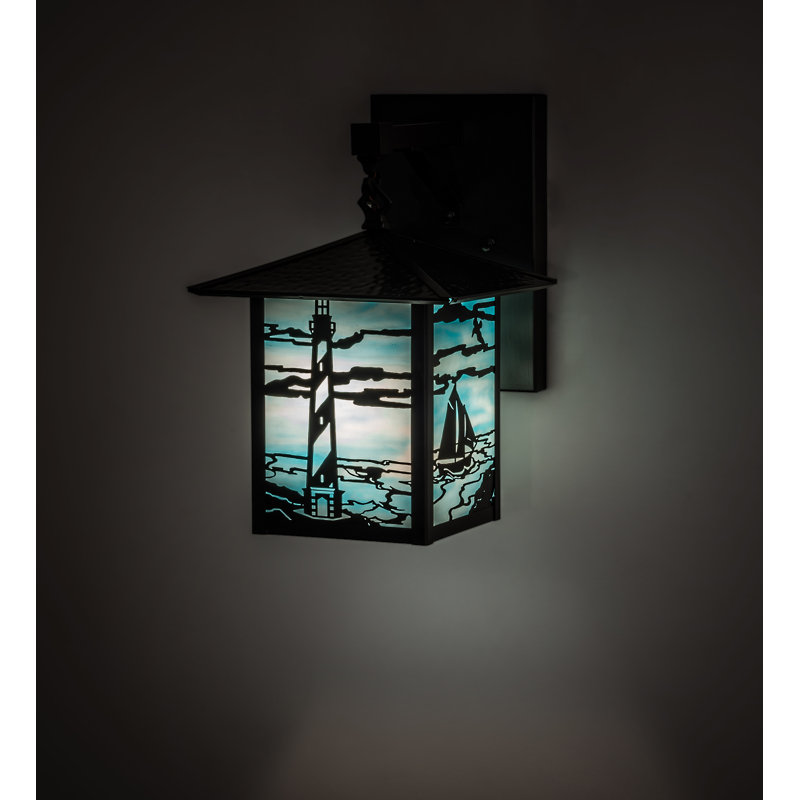 Seneca Craftsman Brown Finish Brass Lighthouse Sailboat Wall Sconce