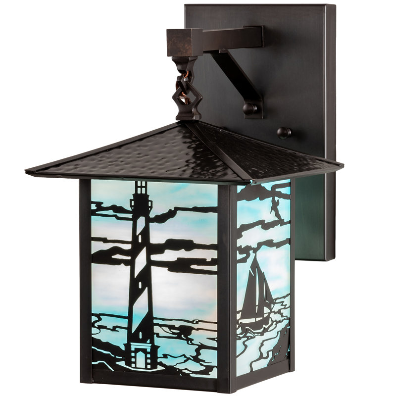 Seneca Craftsman Brown Finish Brass Lighthouse Sailboat Wall Sconce