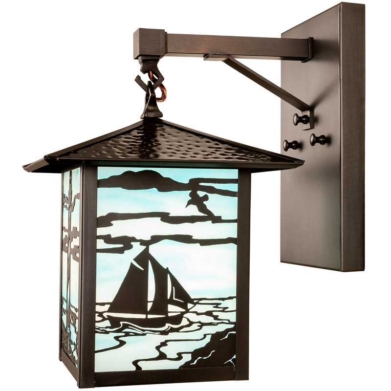 Seneca Craftsman Brown Finish Brass Lighthouse Sailboat Wall Sconce