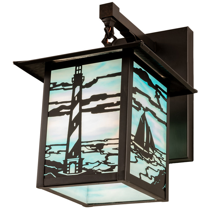 Seneca Craftsman Brown Finish Brass Lighthouse Sailboat Wall Sconce