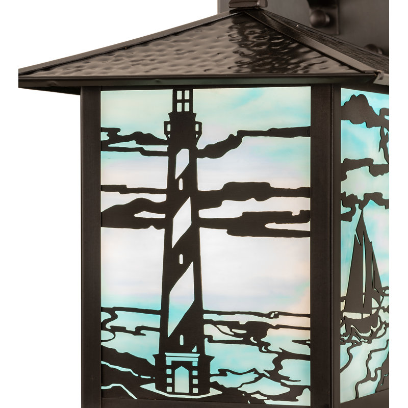 Seneca Craftsman Brown Finish Brass Lighthouse Sailboat Wall Sconce
