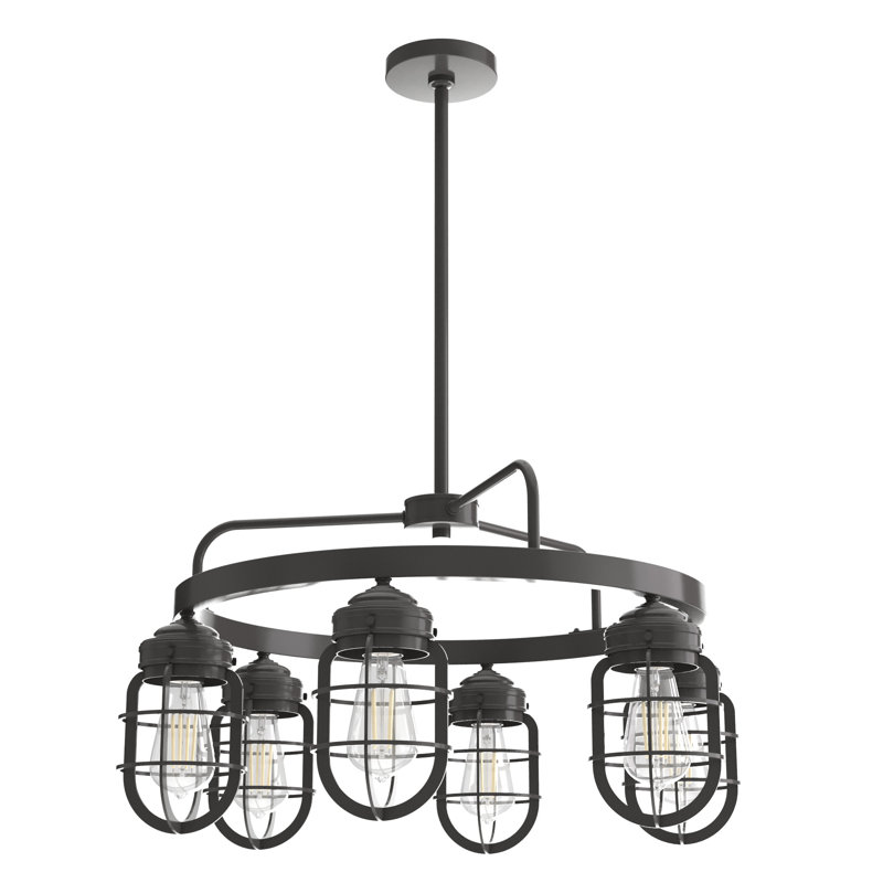 Starklake Noble Bronze 6-Light Cage Wagon Wheel Chandelier