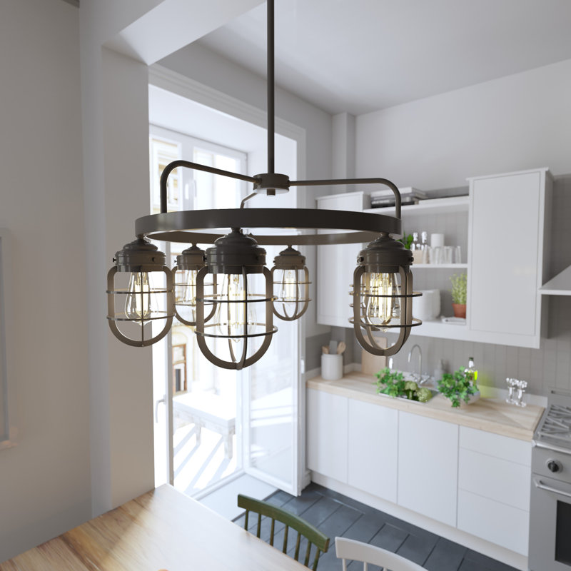 Starklake Noble Bronze 6-Light Cage Wagon Wheel Chandelier
