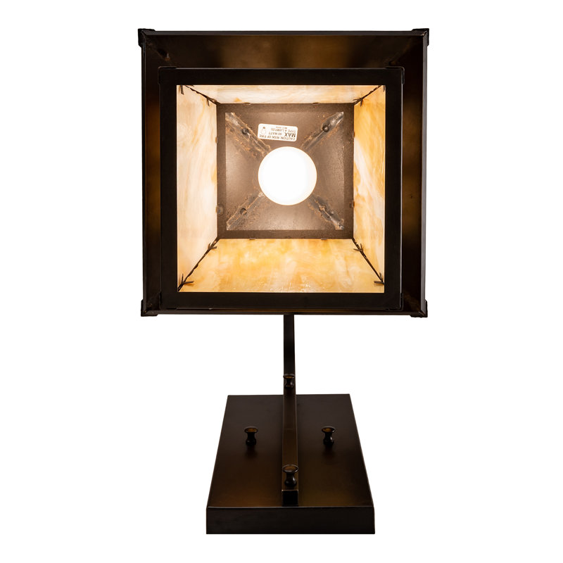Craftsman Brown Solid Brass Moose Lantern Sconce with Beige Glass