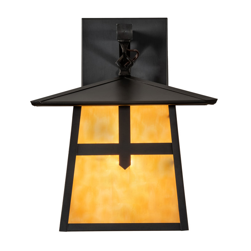 Stillwater Cross Mission 1-Light Craftsman Brown and Beige Glass Sconce