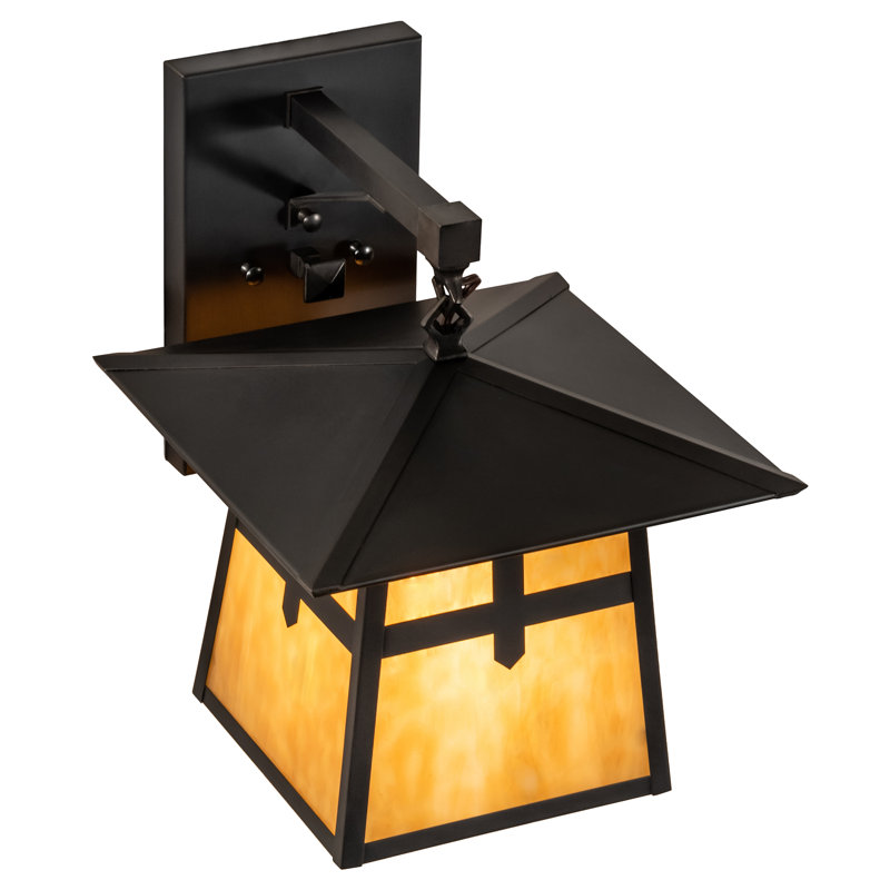 Stillwater Cross Mission 1-Light Craftsman Brown and Beige Glass Sconce