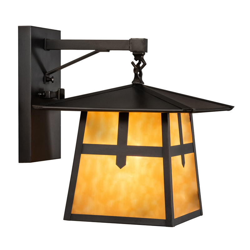 Stillwater Cross Mission 1-Light Craftsman Brown and Beige Glass Sconce