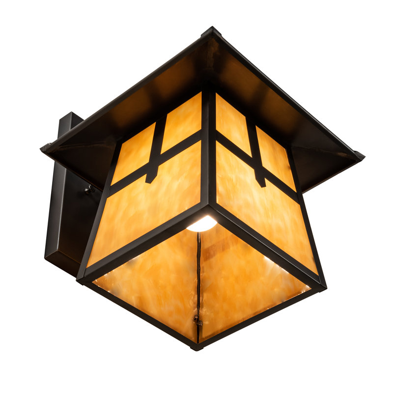 Stillwater Cross Mission 1-Light Craftsman Brown and Beige Glass Sconce