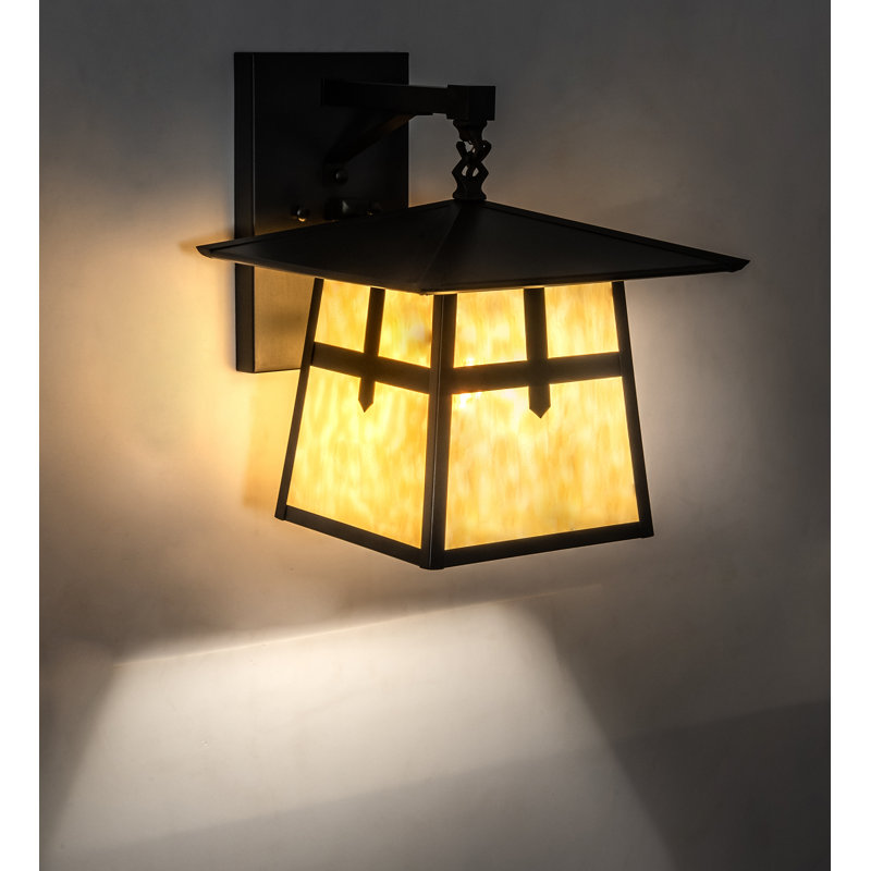 Stillwater Cross Mission 1-Light Craftsman Brown and Beige Glass Sconce