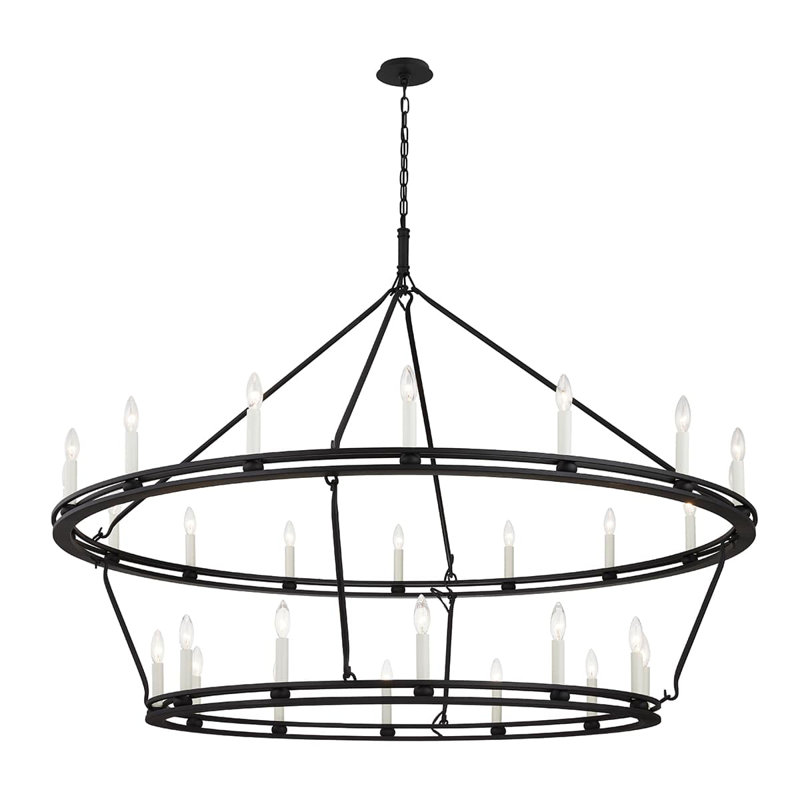 Sutton 28-Light Textured Black Outdoor Chandelier
