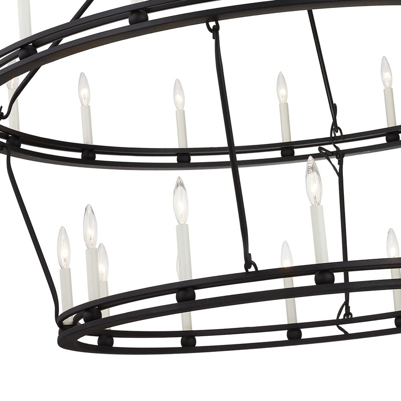 Sutton 28-Light Textured Black Outdoor Chandelier
