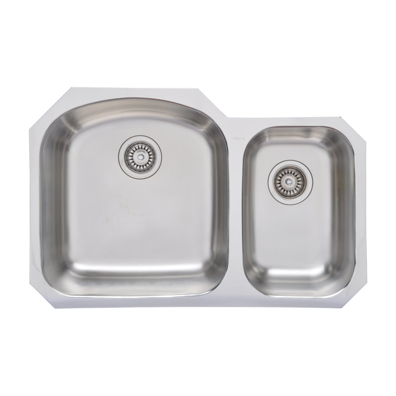 31.5'' Satin Stainless Steel Double Bowl Undermount Kitchen Sink