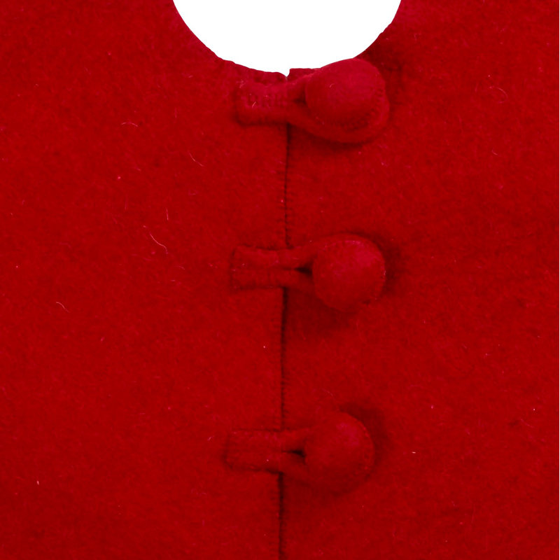 Handmade Red Felt Christmas Tree Skirt with Mistletoe Border