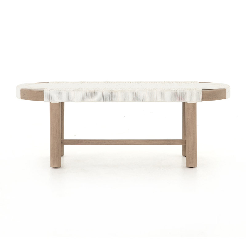 Solano 50'' White and Washed Brown Modern Teak Outdoor Bench