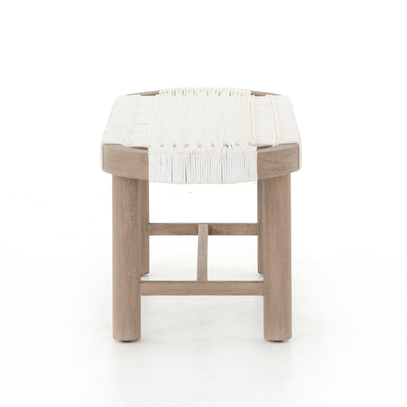 Solano 50'' White and Washed Brown Modern Teak Outdoor Bench
