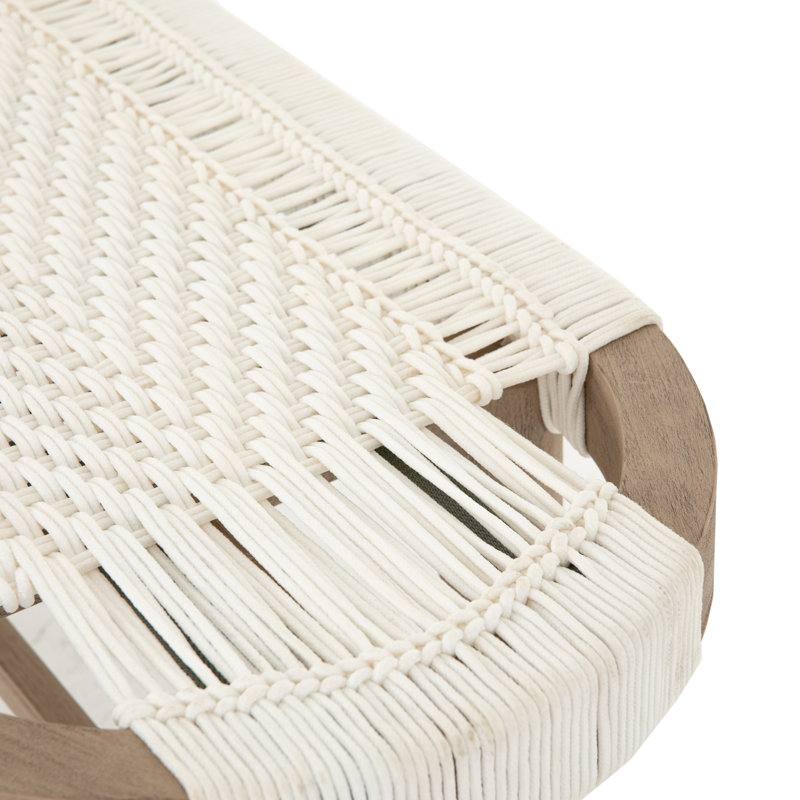 Solano 50'' White and Washed Brown Modern Teak Outdoor Bench