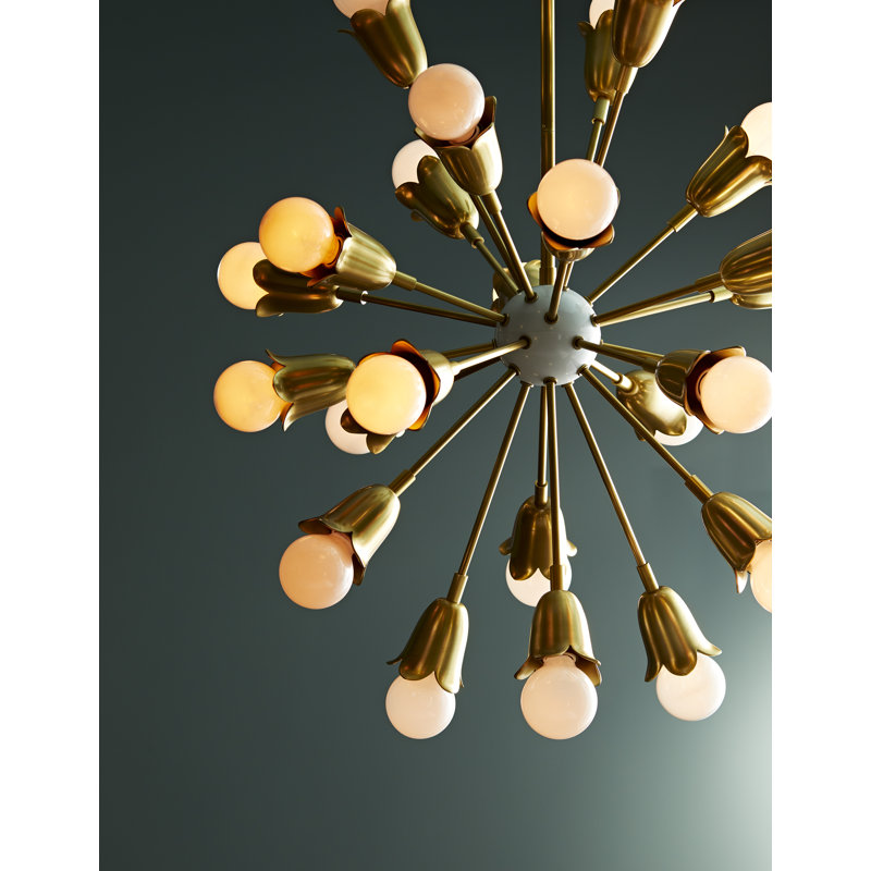 Eva Antique Brass 24-Light Sputnik Chandelier with Adjustable Arms