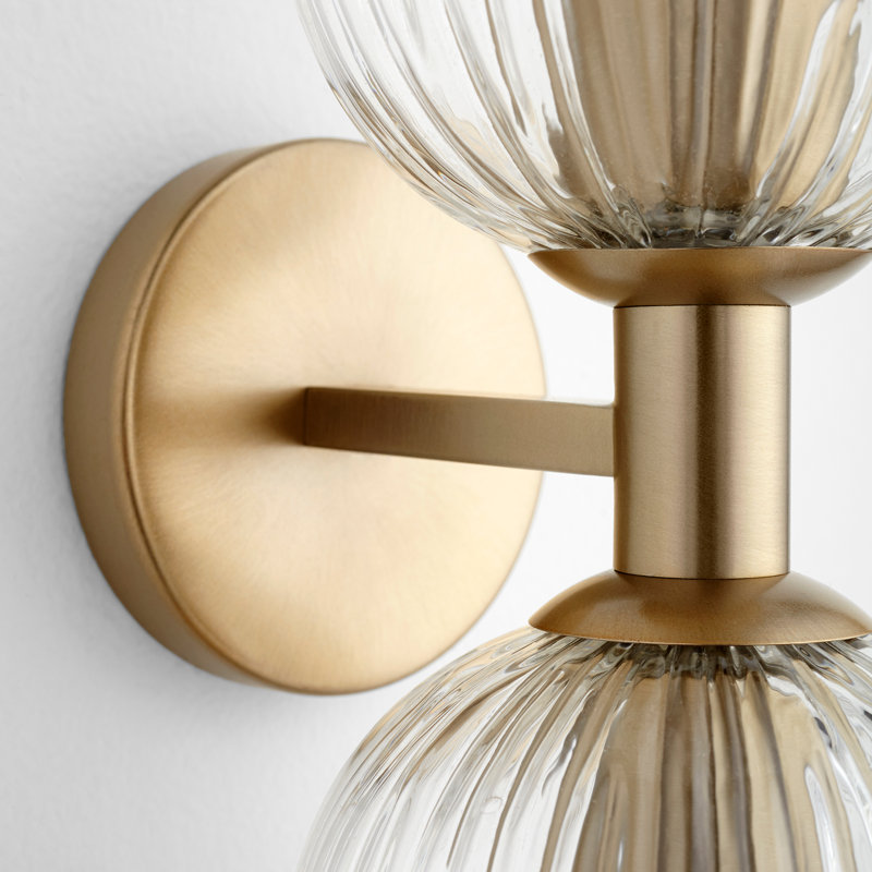 Helios Dual-Light Dimmable Brass Sconce with Clear Glass Shades