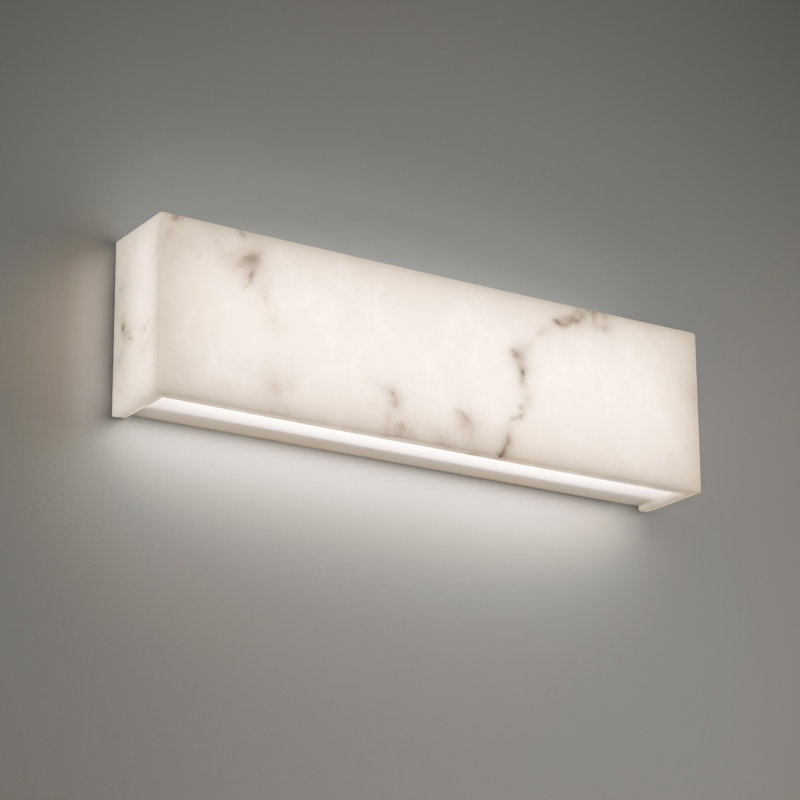 Museo 18" White Acrylic LED Bath Bar with Faux Alabaster Shade