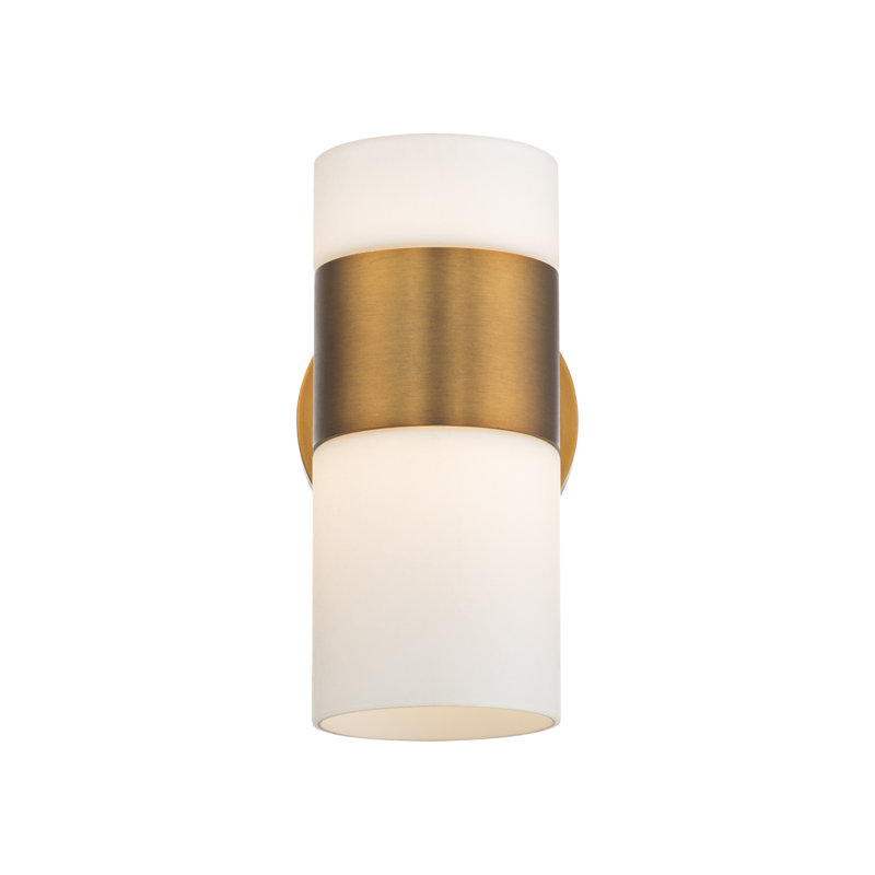 Aged Brass Opal Glass Dimmable Swing Arm Sconce