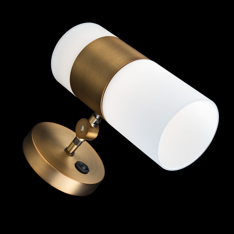Aged Brass Opal Glass Dimmable Swing Arm Sconce