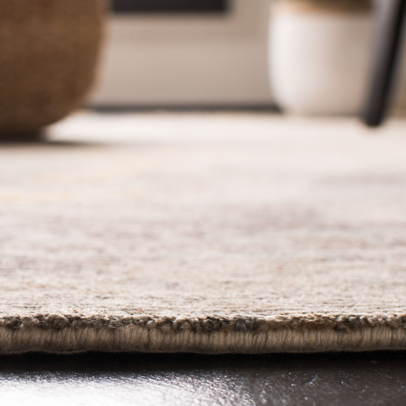 Gray and Gold Hand-Knotted Abstract Wool Rug, 6' x 9'