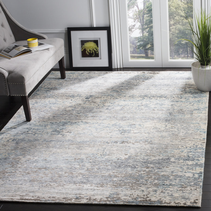 Tiffany Hand-Knotted Blue Abstract Wool Blend 6' x 9' Rug