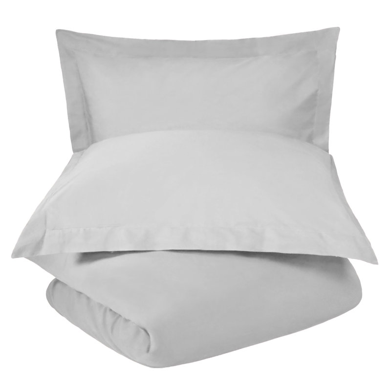 Gray Cotton Percale Full/Queen Duvet Cover Set