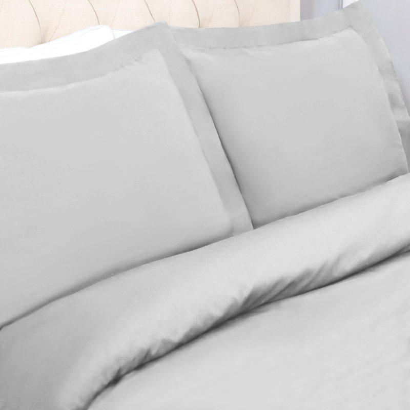 Gray Cotton Percale Full/Queen Duvet Cover Set