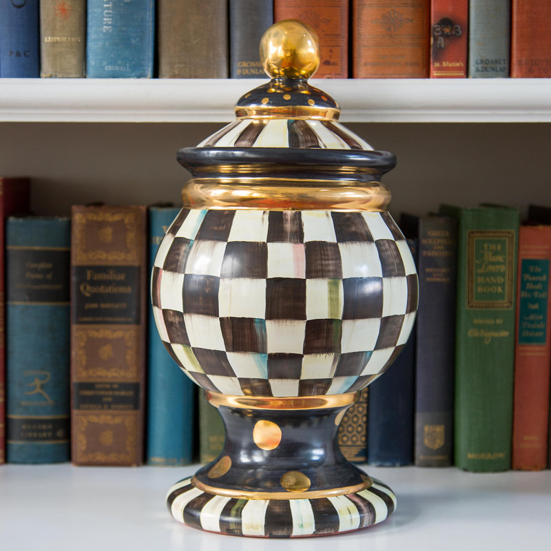 Courtly Check 96oz Handcrafted Ceramic Globe Canister