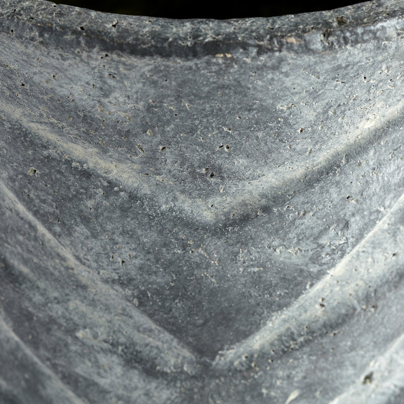 Pewter Gray Ceramic Chevron Pattern Planter, 15"