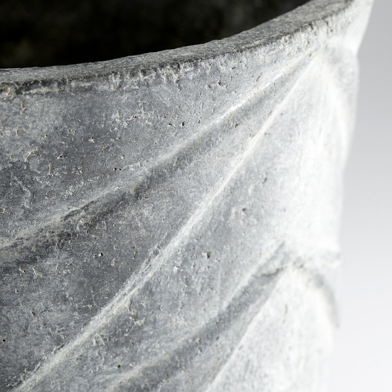 Pewter Gray Ceramic Chevron Pattern Planter, 15"