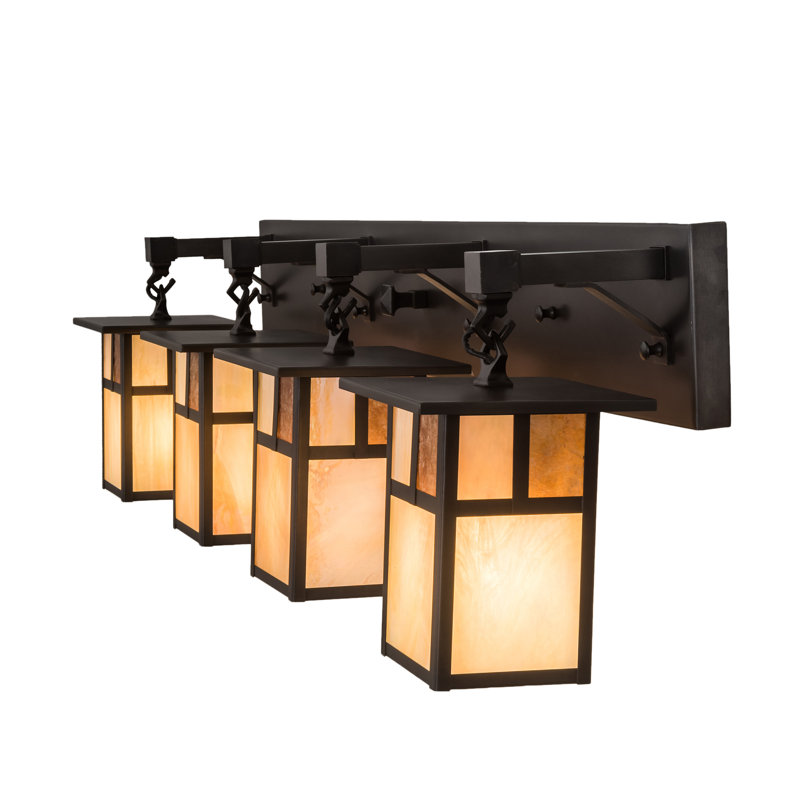 Craftsman Brown 39" Glass 4-Light Dimmable Vanity Light