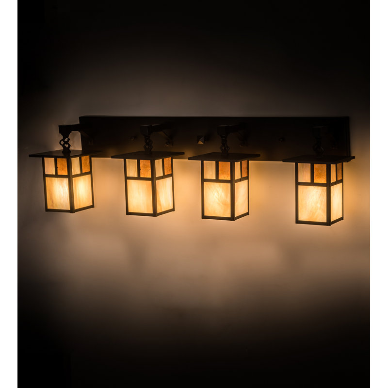 Craftsman Brown 39" Glass 4-Light Dimmable Vanity Light