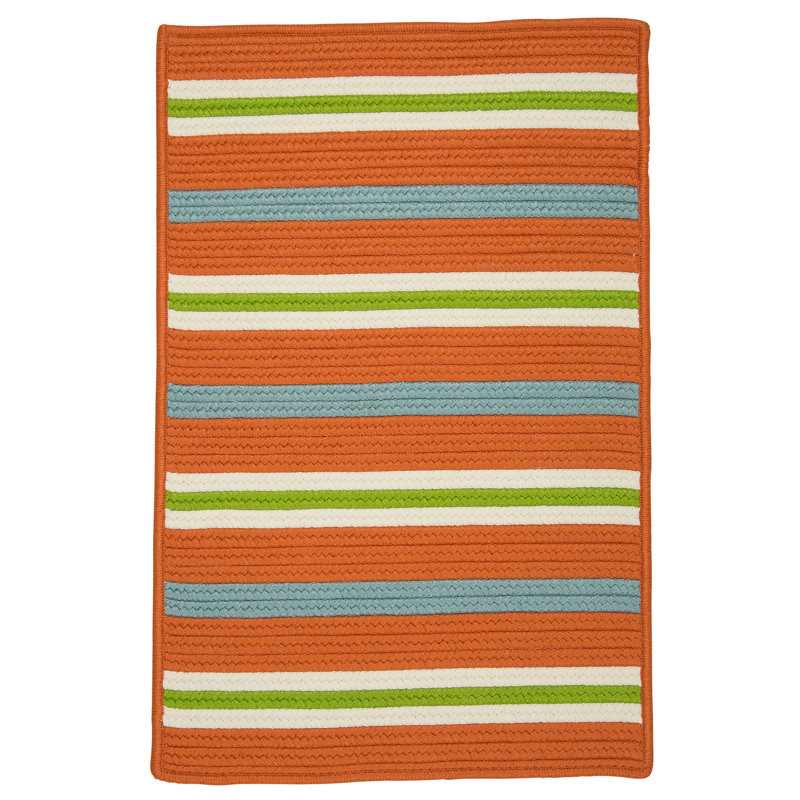 Tangerine & Blue Handmade Braided Reversible Synthetic Rug 2'x3'