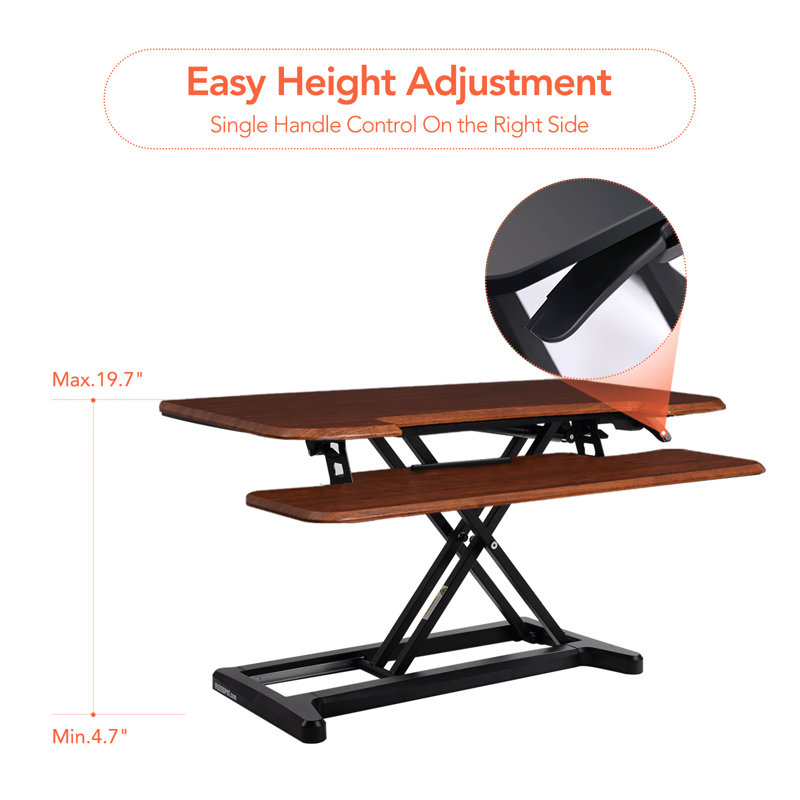 FlexiSpot Mahogany 28" AlcoveRiser Standing Desk Converter with U-Shape Keyboard Tray