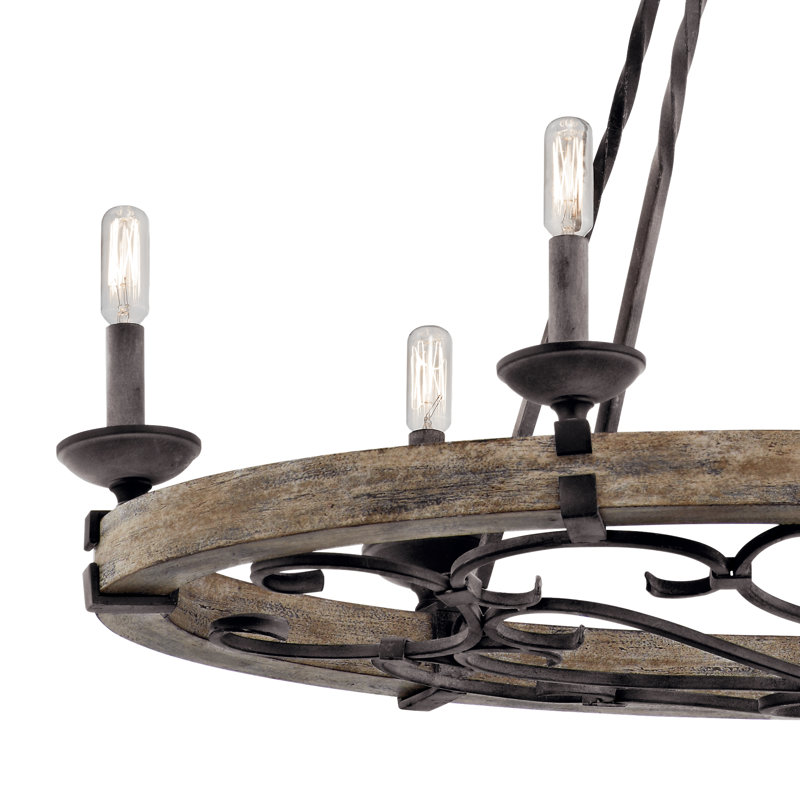 Rustic Country Grey 36" Wagon Wheel Ambient Chandelier
