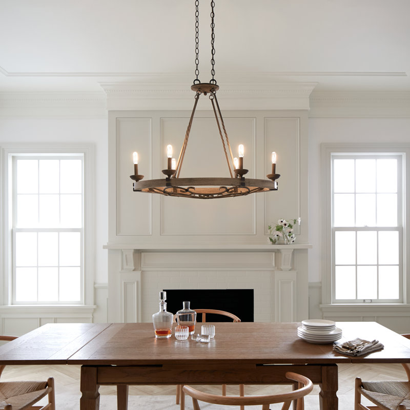 Rustic Country Grey 36" Wagon Wheel Ambient Chandelier