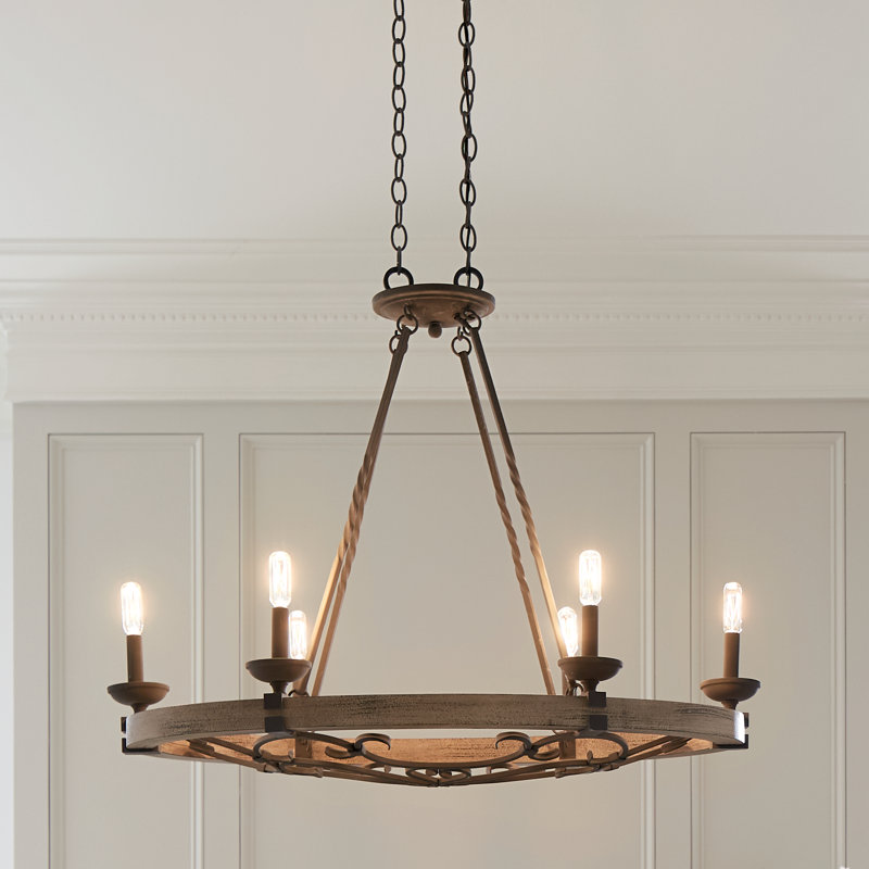Rustic Country Grey 36" Wagon Wheel Ambient Chandelier