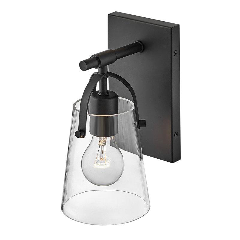 Foster Black Clear Glass 1-Light Dimmable Vanity Fixture