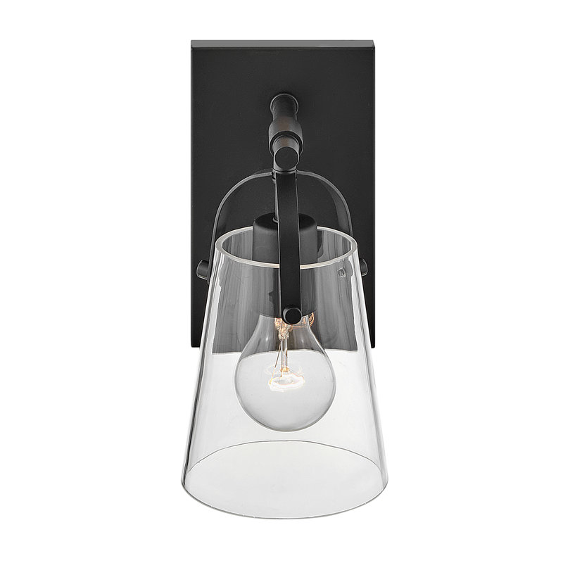 Foster Black Clear Glass 1-Light Dimmable Vanity Fixture