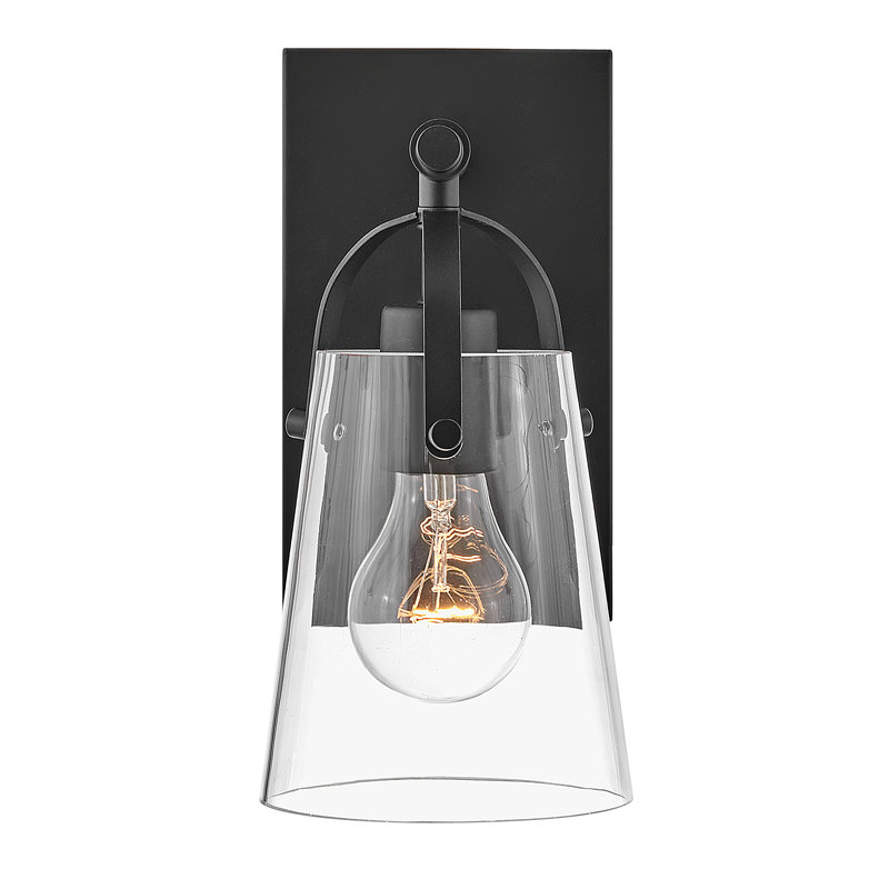 Foster Black Clear Glass 1-Light Dimmable Vanity Fixture
