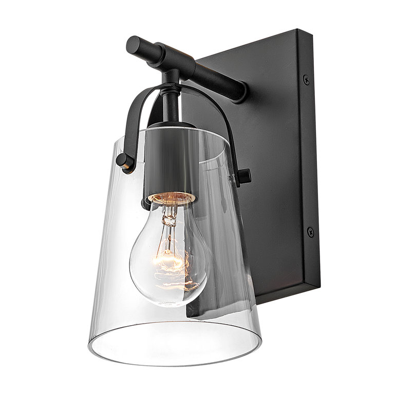 Foster Black Clear Glass 1-Light Dimmable Vanity Fixture
