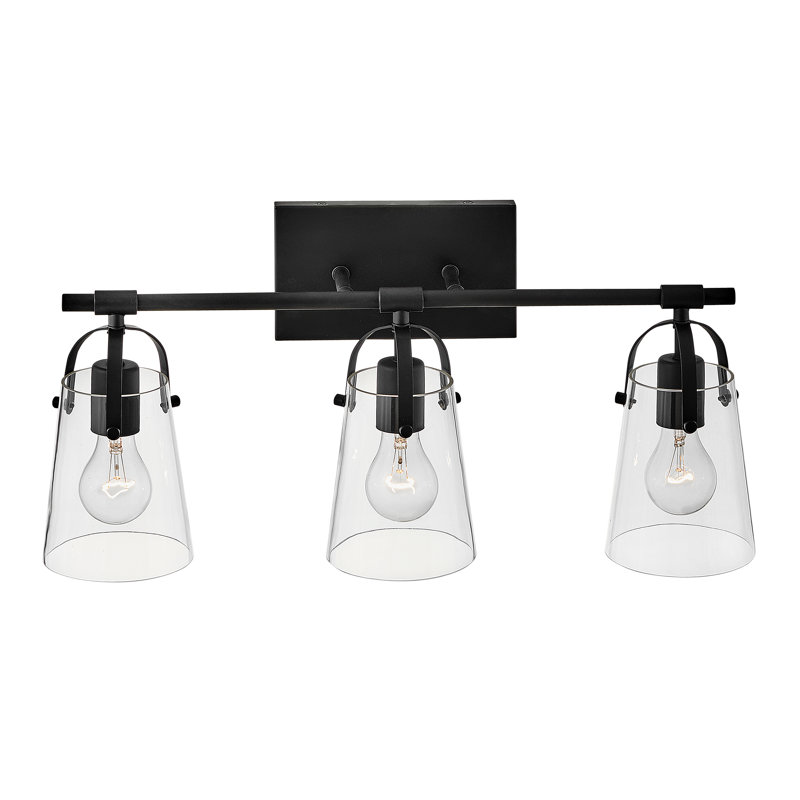 Foster Black and Clear Glass 3-Light Vanity Fixture