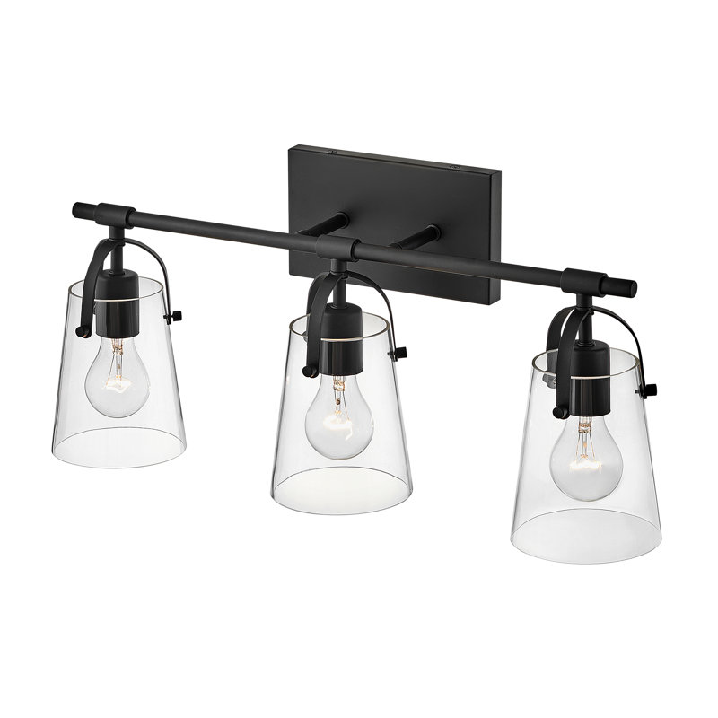 Foster Black and Clear Glass 3-Light Vanity Fixture