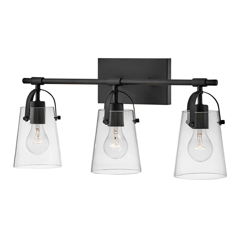 Foster Black and Clear Glass 3-Light Vanity Fixture
