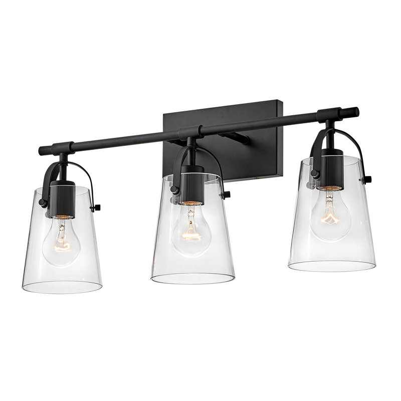 Foster Black and Clear Glass 3-Light Vanity Fixture
