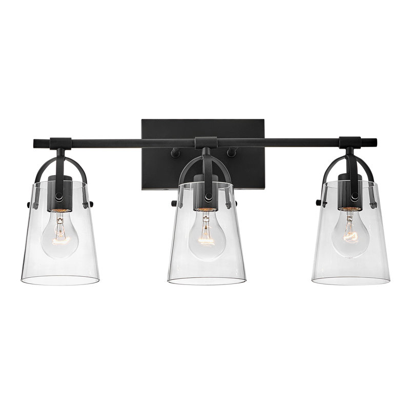 Foster Black and Clear Glass 3-Light Vanity Fixture