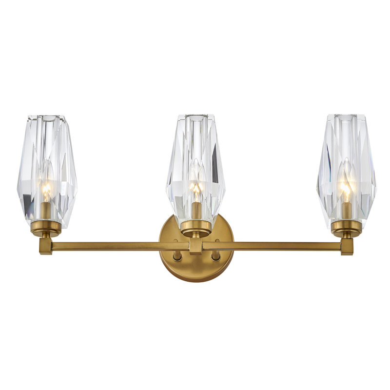 Heritage Brass 3-Light Dimmable Vanity with Faceted Crystal Shades