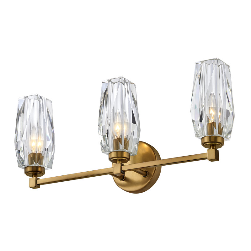 Heritage Brass 3-Light Dimmable Vanity with Faceted Crystal Shades